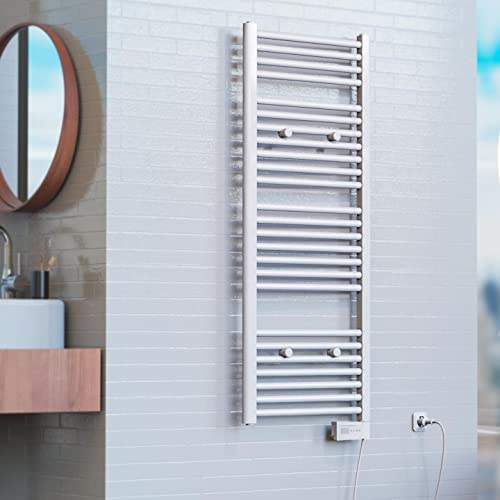EISL Badheizkörper elektrisch 50 x 120cm, weiß, Handtuchheizkörper für das Badezimmer, Handtuchhalter, elektrischer Handtuchwärmer mit Heizstab und Zeitschaltuhr, BHKWZ1 von EISL