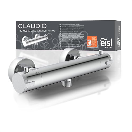 EISL Duscharmatur CLAUDIO Chrom, Mischbatterie mit Thermostat, Thermostatarmatur mit Sicherheitssperre bei 38°C, Duscharmatur mit Wassersparfunktion, CLT168ACR von EISL