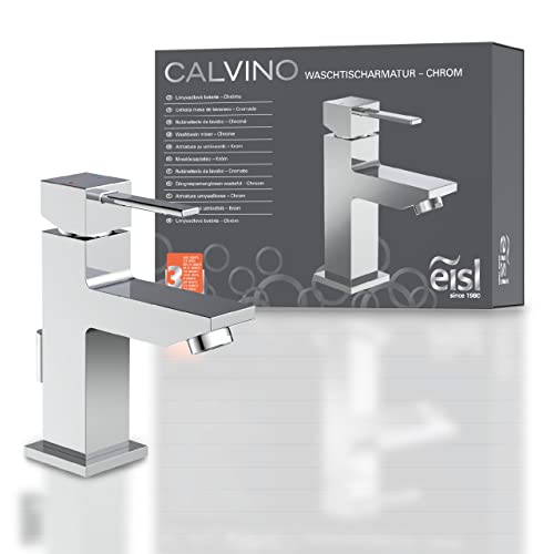 EISL NI075THI CALVINO Wasserhahn Bad eckig, Waschtischarmatur mit kantigem Design, moderner Einhebelmischer Badezimmer, Mischbatterie fürs Waschbecken, Chrom von EISL