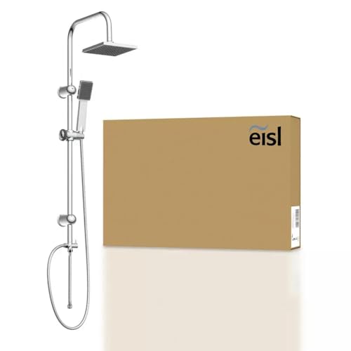 EISL EASY ENERGY Duschset, Duschsystem ohne Armatur 2 in 1 mit großer Regendusche (170 x 170 mm) und Handbrause, Regendusche ohne Armatur ideal zum Nachrüsten, komplettes Montageset DX12004-A von EISL
