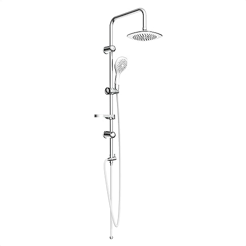 EISL Duschset DUSCHTRAUM Duschsäule mit Regendusche 200 x 200 mm und Handbrause, Regendusche mit Wandhalterung, Chrom/Weiß DXLD60087CS von EISL