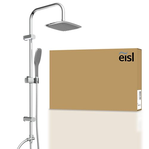 EISL Duschset EASY FRESH, Duschsäule 2 in 1 mit großer Regendusche (250 x 200 mm) und Handbrause, ideal zum Nachrüsten durch Nutzung vorhandener Bohrlöcher, komplettes Montageset, Chrom DX12006 von EISL