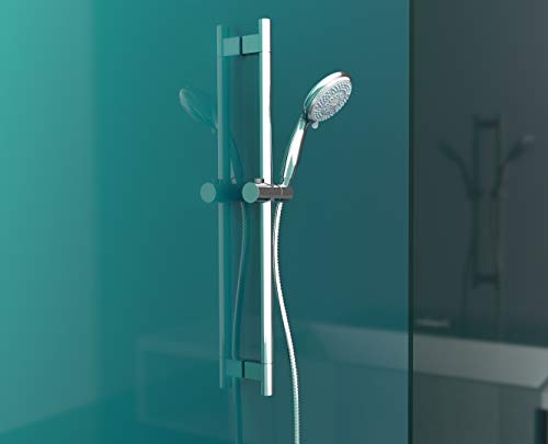 EISL Duschset HARMONIE, Duschkopf mit Schlauch und Halterung, 5 Strahlarten, Regendusche mit Edelstahl-Brausestange 72 cm, komplettes Montageset Chom DX9020CSB von EISL