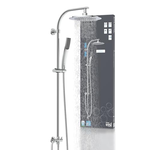 EISL Duschset STILOVAL, Duschsäule 2 in 1 mit großer Regendusche (Ø 240 mm) und Handbrause, ideal zum Nachrüsten durch Nutzung vorhandener Bohrlöcher, komplettes Montageset, Chrom von EISL