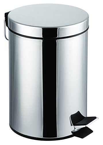 EISL Tretmülleimer 3L, Kosmetikeimer mit Fußpedal und Kunststoffbehälter, Edelstahl, Hochglanz, SWDB033L EISL Tretmülleimer 3L, Kosmetikeimer mit Fußpedal und Kunststoffbehälter, Edelstahl, Hochglanz, SWDB033L von EISL