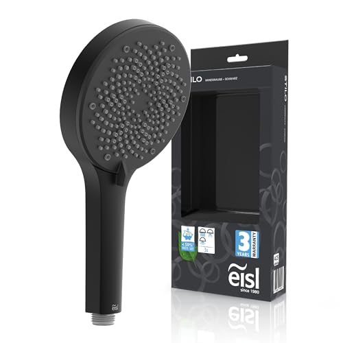 EISL STILO Handbrause DX7076, 3-fach verstellbarer Duschkopf, inklusive Wasserspardichtung, Universaler Brauseschlauchanschluss, Handbrause Dusche, schwarz von EISL