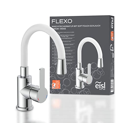 EISL Waschtischarmatur FLEXO, flexibler Auslauf weiß, Wasserhahn Bad, flexibel einstellbare Badarmatur, NI075FLCRW von EISL