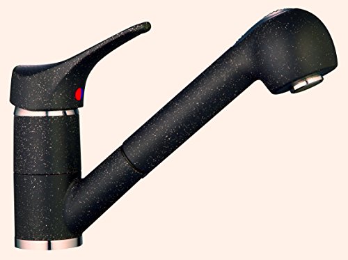 Einhebel Spültischarmatur mit ausziehbarer Geschirrbrause in Granit - Schwarz. Hochdruck. von EISL