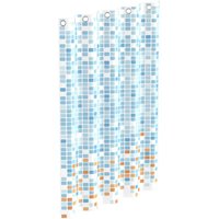 Textil Duschvorhang Motiv mosaik blau/orange (180x200 cm), waschbarer Antischimmel Vorhang, blickdichter Vorhang Dusche - Blau von EISL