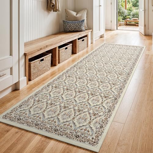 Waschbarer Teppichläufer für Flur, 7,6 x 20,3 cm, weicher Küchenläufer mit rutschfester Gummi-Unterseite, niedriger Flor, floraler Teppichläufer für Badezimmer, Eingangsbereich, Waschküche Waschbarer Teppichläufer für Flur, 7,6 x 20,3 cm, weicher Küchenläufer mit rutschfester Gummi-Unterseite, niedriger Flor, floraler Teppichläufer für Badezimmer, Eingangsbereich, Waschküche von EISUROM