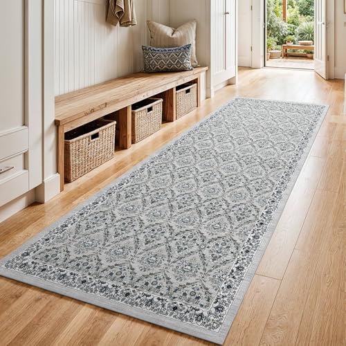 Waschbarer Teppichläufer für Flur, 7,6 x 20,3 cm, weicher Küchenläufer mit rutschfester Gummi-Unterseite, niedriger Flor, floraler Teppichläufer für Badezimmer, Eingangsbereich, Waschküche Waschbarer Teppichläufer für Flur, 7,6 x 20,3 cm, weicher Küchenläufer mit rutschfester Gummi-Unterseite, niedriger Flor, floraler Teppichläufer für Badezimmer, Eingangsbereich, Waschküche von EISUROM