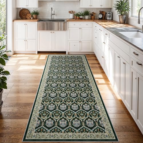 Waschbarer Teppichläufer für Flur, 7,6 x 20,3 cm, weicher Küchenläufer mit rutschfester Gummi-Unterseite, niedriger Flor, floraler Teppichläufer für Badezimmer, Eingangsbereich, Waschküche Waschbarer Teppichläufer für Flur, 7,6 x 20,3 cm, weicher Küchenläufer mit rutschfester Gummi-Unterseite, niedriger Flor, floraler Teppichläufer für Badezimmer, Eingangsbereich, Waschküche von EISUROM