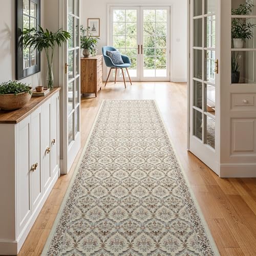 Waschbarer Teppichläufer für Flur, 7,6 x 25,4 cm, weicher Küchenläufer mit rutschfester Gummi-Unterseite, niedriger Flor, floraler Teppichläufer für Badezimmer, Eingangsbereich, Waschküche Waschbarer Teppichläufer für Flur, 7,6 x 25,4 cm, weicher Küchenläufer mit rutschfester Gummi-Unterseite, niedriger Flor, floraler Teppichläufer für Badezimmer, Eingangsbereich, Waschküche von EISUROM
