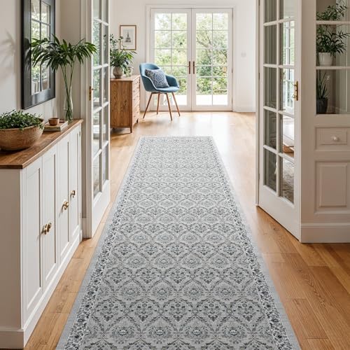 Waschbarer Teppichläufer für Flur, 7,6 x 25,4 cm, weicher Küchenläufer mit rutschfester Gummi-Unterseite, niedriger Flor, floraler Teppichläufer für Badezimmer, Eingangsbereich, Waschküche Waschbarer Teppichläufer für Flur, 7,6 x 25,4 cm, weicher Küchenläufer mit rutschfester Gummi-Unterseite, niedriger Flor, floraler Teppichläufer für Badezimmer, Eingangsbereich, Waschküche von EISUROM