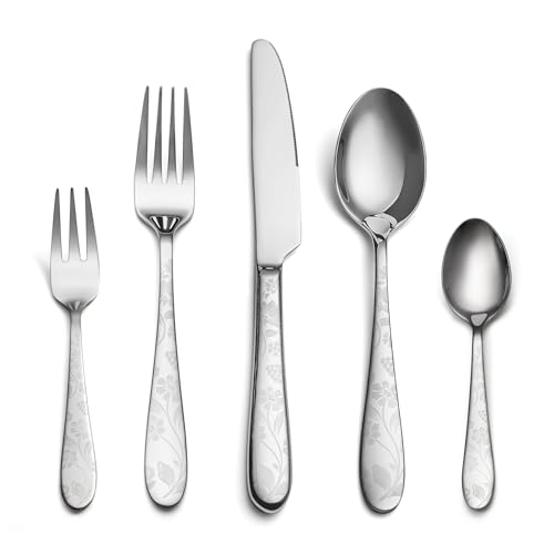 EIUBUIE Besteck Set 4 Personen, 20-teiliges Edelstahl Besteckset mit einzigartigem Musterdesign, Essbesteck mit Messer Gabel Löffel, Tafelbesteck für Haus/Küche, Hochglanzpoliert, Spülmaschinenfest EIUBUIE Besteck Set 4 Personen, 20-teiliges Edelstahl Besteckset mit einzigartigem Musterdesign, Essbesteck mit Messer Gabel Löffel, Tafelbesteck für Haus/Küche, Hochglanzpoliert, Spülmaschinenfest von EIUBUIE