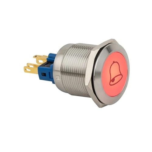 1 STÜCK 22mm Edelstahl-Druckknopfschalter mit Symbol PM221F-11(Orange led color,MOMENTARY_12V) von EIVVCIAO
