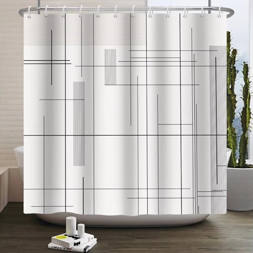 Duschvorhang mit einfachem Linienmuster für Badezimmer 180x200cm/Breite x Höhe Wasserdichter Polyestergewebe-Dekor-Badvorhang Badewannen-Trennwand Duschvorhang mit einfachem Linienmuster für Badezimmer 180x200cm/Breite x Höhe Wasserdichter Polyestergewebe-Dekor-Badvorhang Badewannen-Trennwand von EIWAXU
