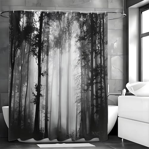 EIWAXU Black Mist Forest Badezimmer Dekorativer Duschvorhang mit Haken Wasserdichter Duschvorhang Badezimmer Badewannenvorhang 280x220cm/Breite x Höhe EIWAXU Black Mist Forest Badezimmer Dekorativer Duschvorhang mit Haken Wasserdichter Duschvorhang Badezimmer Badewannenvorhang 280x220cm/Breite x Höhe von EIWAXU