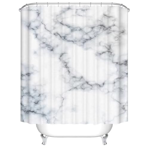 EIWAXU Duschvorhänge mit Marmorstruktur 120x150cm/Breite x Höhe 3D Badezimmer Stoff Duschvorhang Wasserdicht Polyester Bad Vorhang mit Haken von EIWAXU