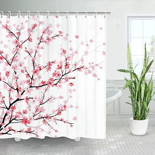 EIWAXU Duschvorhänge mit rosa Sakura-Blumen 160x200cm/Breite x Höhe Japanische Kirschblüten Bäume Floral Rustikalen Garten Landschaft Stoff Druck Badezimmer EIWAXU Duschvorhänge mit rosa Sakura-Blumen 160x200cm/Breite x Höhe Japanische Kirschblüten Bäume Floral Rustikalen Garten Landschaft Stoff Druck Badezimmer von EIWAXU