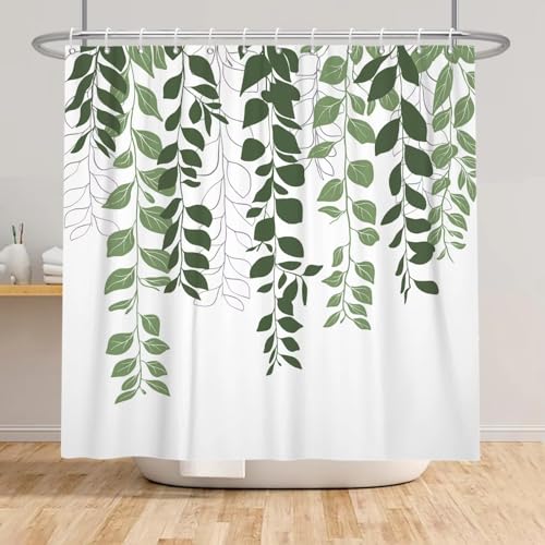 EIWAXU Duschvorhang Aquarellblätter 90x183cm/Breite x Höhe Frühlingsgrüne Pflanzen Badezimmer Bad Vorhänge Wasserdicht Polyester Badewanne Bildschirm EIWAXU Duschvorhang Aquarellblätter 90x183cm/Breite x Höhe Frühlingsgrüne Pflanzen Badezimmer Bad Vorhänge Wasserdicht Polyester Badewanne Bildschirm von EIWAXU
