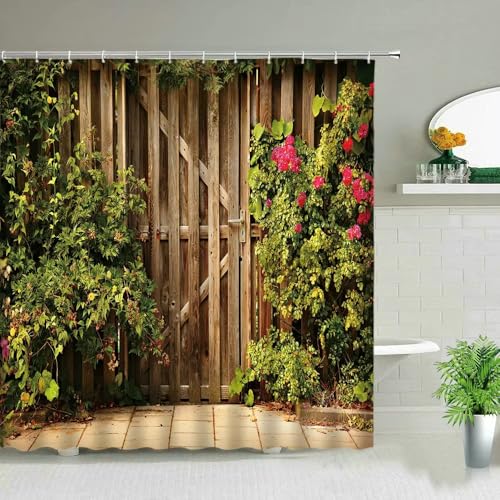 EIWAXU Duschvorhang-Set mit Blumen und Pflanzenmotiv 175x180cm/Breite x Höhe Floral Green Leaf Landschaft Garten Wanddekoration Badezimmer Bildschirm mit Haken EIWAXU Duschvorhang-Set mit Blumen und Pflanzenmotiv 175x180cm/Breite x Höhe Floral Green Leaf Landschaft Garten Wanddekoration Badezimmer Bildschirm mit Haken von EIWAXU