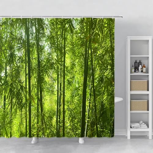 EIWAXU Duschvorhang Waldlandschaft 80x200cm/Breite x Höhe Sonnenschein Wasserfall Grün Bambus Nebel Dschungel Herbst Landschaft Bad Vorhänge Badewanne Haken EIWAXU Duschvorhang Waldlandschaft 80x200cm/Breite x Höhe Sonnenschein Wasserfall Grün Bambus Nebel Dschungel Herbst Landschaft Bad Vorhänge Badewanne Haken von EIWAXU