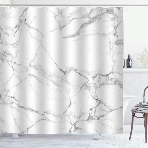 EIWAXU Marmor Duschvorhang mit Ösen 135x190cm/Breite x Höhe Nassraum-Duschvorhang, Moderne Badewannenvorhänge für Hotelbadewanne, Duschkabine EIWAXU Marmor Duschvorhang mit Ösen 135x190cm/Breite x Höhe Nassraum-Duschvorhang, Moderne Badewannenvorhänge für Hotelbadewanne, Duschkabine von EIWAXU