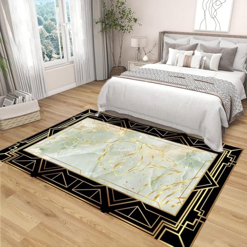 EIWAXU Moderner Marmor-Teppich mit Rutschfester TPR-Gummi-Rückseite, Teppich für Schlafzimmer, waschbar, goldfarben, schwarz, für Wohnzimmer 40x110cm/16x43in EIWAXU Moderner Marmor-Teppich mit Rutschfester TPR-Gummi-Rückseite, Teppich für Schlafzimmer, waschbar, goldfarben, schwarz, für Wohnzimmer 40x110cm/16x43in von EIWAXU
