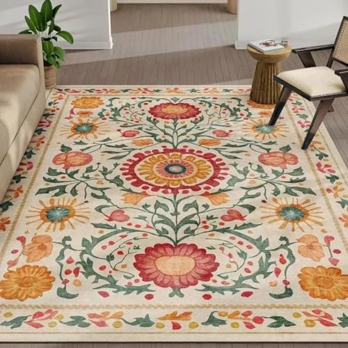 EIWAXU Retro-Teppiche mit Blumendruck für Wohnzimmer, Couchtisch, Sofa, Dekoration, Schlafzimmer, rutschfest, waschbar 60x120cm/24x47in EIWAXU Retro-Teppiche mit Blumendruck für Wohnzimmer, Couchtisch, Sofa, Dekoration, Schlafzimmer, rutschfest, waschbar 60x120cm/24x47in von EIWAXU