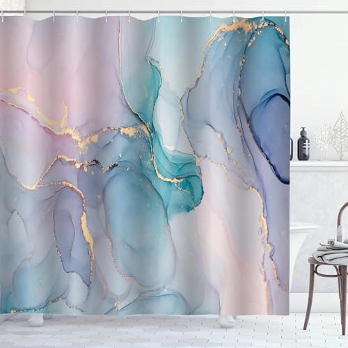 EIWAXU Teal Marble Abstrakter Duschvorhang 90x200cm/Breite x Höhe Duschvorhang Moderne Badewannenvorhänge für Hotelbadewanne Duschkabine EIWAXU Teal Marble Abstrakter Duschvorhang 90x200cm/Breite x Höhe Duschvorhang Moderne Badewannenvorhänge für Hotelbadewanne Duschkabine von EIWAXU