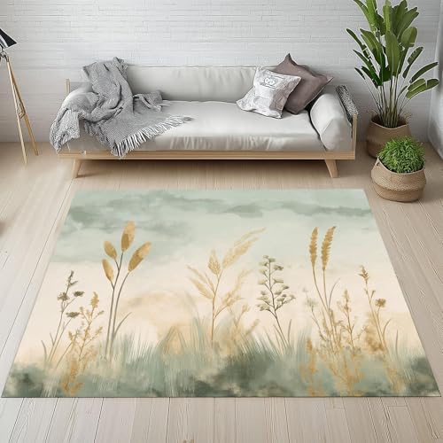 EIWAXU Teppich mit goldenen Weizenähren, kurzer Flor, Aquarell-Farbverlauf, Nachttischteppich, weich, rutschfest, waschbar, Teppich für das Wohnzimmer 50x110cm/20x43in EIWAXU Teppich mit goldenen Weizenähren, kurzer Flor, Aquarell-Farbverlauf, Nachttischteppich, weich, rutschfest, waschbar, Teppich für das Wohnzimmer 50x110cm/20x43in von EIWAXU