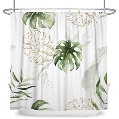 EIWAXU Tropische grüne Pflanzen Blatt Duschvorhänge 183x200cm/Breite x Höhe Abstrakter Stil Böhmen Vorhänge Wasserdicht Polyester Badezimmer Bad Vorhang EIWAXU Tropische grüne Pflanzen Blatt Duschvorhänge 183x200cm/Breite x Höhe Abstrakter Stil Böhmen Vorhänge Wasserdicht Polyester Badezimmer Bad Vorhang von EIWAXU