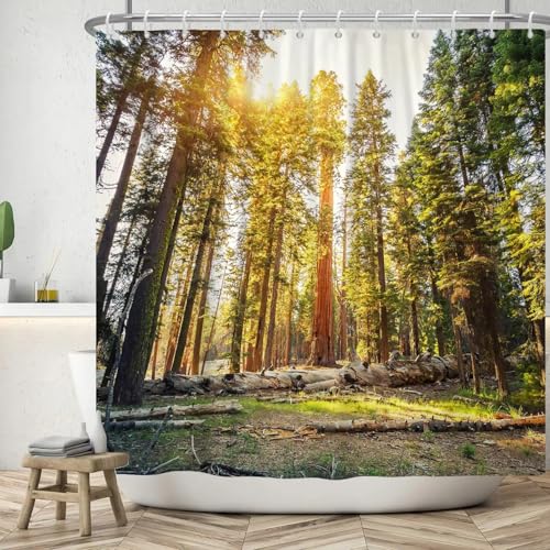 EIWAXU Wasserdichter Duschvorhang 80x190cm/Breite x Höhe Badewannen-Trennwand aus Polyester mit natürlichem Landschaftswald-Druck, wasserdicht, mit Haken EIWAXU Wasserdichter Duschvorhang 80x190cm/Breite x Höhe Badewannen-Trennwand aus Polyester mit natürlichem Landschaftswald-Druck, wasserdicht, mit Haken von EIWAXU