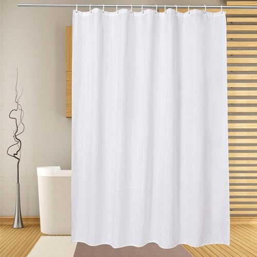 EIWAXU Weißer Stoff-Duschvorhang, wasserdicht 190x230cm/Breite x Höhe Maschinenwaschbarer dekorativer Duschvorhang für Hotelbäder, mehrere Größen erhältlich EIWAXU Weißer Stoff-Duschvorhang, wasserdicht 190x230cm/Breite x Höhe Maschinenwaschbarer dekorativer Duschvorhang für Hotelbäder, mehrere Größen erhältlich von EIWAXU