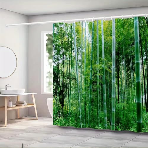 Serene Bamboo Forest Wasserdichter, schimmelresistenter Duschvorhang 200x180cm/Breite x Höhe Von der Natur inspiriertes Design für eine beruhigende Badezimmereinrichtung von EIWAXU