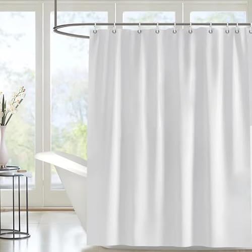 Weiße Duschvorhänge Einfarbiger Badezimmervorhang 180x210cm/Breite x Höhe Waschbarer, wasserdichter Trennwand-Badvorhang aus Polyestergewebe mit Haken Weiße Duschvorhänge Einfarbiger Badezimmervorhang 180x210cm/Breite x Höhe Waschbarer, wasserdichter Trennwand-Badvorhang aus Polyestergewebe mit Haken von EIWAXU
