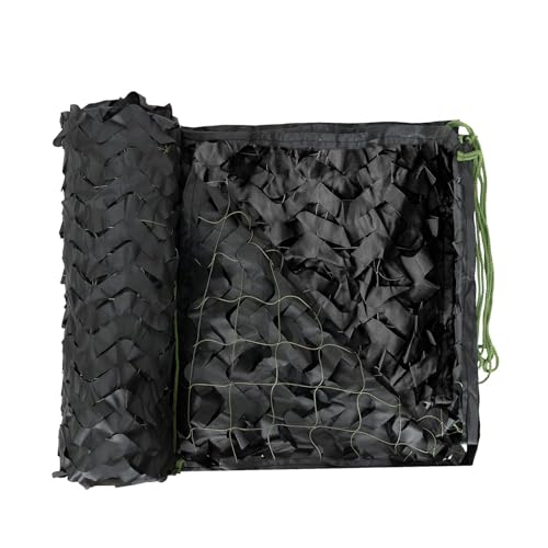 Tarnnetz Schwarz 210D 4x9m Camouflage Netz Sonnenschutznetze Woodland Tarnung Net für Deko Waldlandschaft Jagd Sichtschutz Outdoor Camping Garten Partydekoration von EIYCY