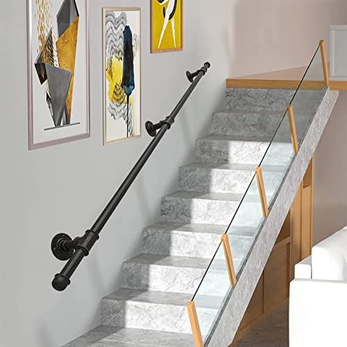 V-intage-Handläufe Compatible with Innen- oder Außentreppen, Treppengeländer aus schwarzem, mattem Metall aus Schmiedeeisen, Geländer zur Wandmontage Compatible with Außentreppen (Größe: 6 Fuß),Brüst von EIYEI