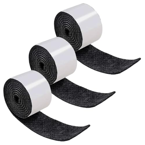 EIYVPRA Filzgleiter Selbstklebend, 3 Rollen Selbstklebendes Filz für Möbel (100cm * 2cm),Filzunterlage für Stühle, Stark Klebendes Gleitmatten Band, Bodenschutz, für Stühle, Schwarz von EIYVPRA