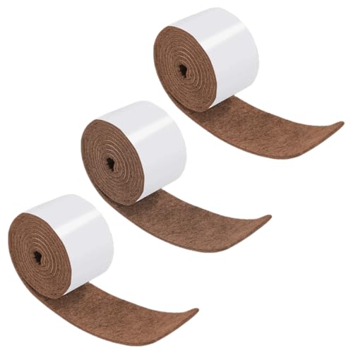 Filzgleiter Selbstklebend, 3 Rollen Selbstklebendes Filz für Möbel (100cm * 1.5cm),Filzunterlage für Stühle,Stark Klebendes Gleitmatten Band, Bodenschutz, für Stühle,Braun von EIYVPRA