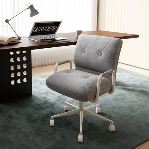 EIZIMZVU Ergonomischer Bürostuhl mit Höhenverstellbarem Kopfstütze, Hohe Rückenlehne, Chefsessel Drehstuhl mit Rollen, Home Office Chair, Gaming Stuhl mit Verdicktem Kissen (9004-Leinen-Schwarz) von EIZIMZVU