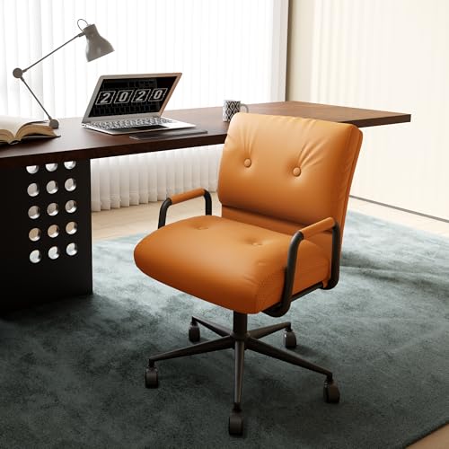 EIZIMZVU Ergonomischer Bürostuhl mit Höhenverstellbarem Kopfstütze, Hohe Rückenlehne, Chefsessel Drehstuhl mit Rollen, Home Office Chair, Gaming Stuhl mit Verdicktem Kissen (9004-PU-Braun) von EIZIMZVU