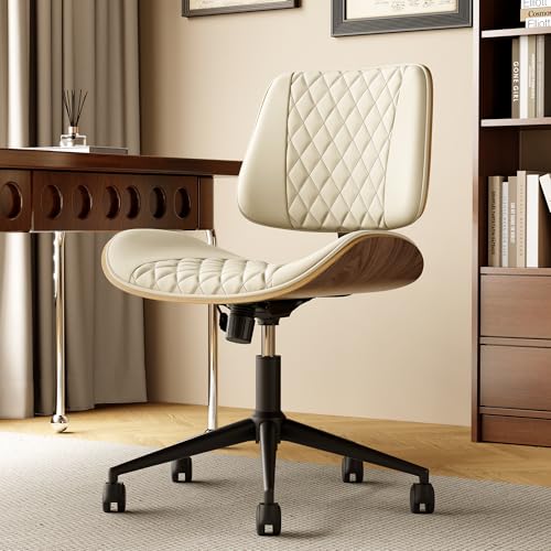 EIZIMZVU Ergonomischer Bürostuhl mit verstellbarer Kopfstütze und Fußstütze, hohe Rückenlehne, Schreibtischstuhl mit Gestängearmlehnen, Chefdrehstuhl (halbbedrucktes Karomuster, Weiß) von EIZIMZVU