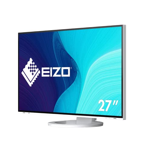 EIZO FlexScan EV2781-WT 68,5 cm (27 Zoll) Monitor (HDMI, USB Hub, USB-C, DisplayPort, 5 ms Reaktionszeit, Auflösung 2560 x 1440, höhenverstellbar) weiß von EIZO