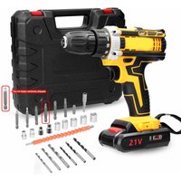 Ej.Life 21V Akku-Bohrschrauber, Akkuschrauber mit 1,2 Ah Akku, 2 Geschwindigkeiten, LED, 23 Zubehörteile für Heimwerker von EJ.LIFE