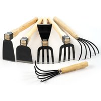 Ej.Life Mehrzweckhacke mit kurzem Holzstiel, 2-in-1-Handgartengerät Rechen und Hacke, ideal zum Auflockern oder Jäten von Erde von EJ.LIFE