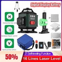 Ej.life - 4 x 360° 4D 16 Linien Laser-Wasserwaage Selbstausgleichender grüner Rotationslaser Vertikal Horizontal Selbstnivellierend IP54 2x1200mAh von EJ.LIFE