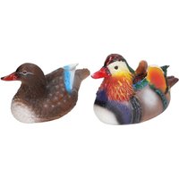 Eosnow 2 Stück schwimmende Mandarinen-Enten-Statue aus Kunstharz, niedliche Tier-Dekoration, Skulptur-Ornament für Gartenteich im Freien, dunkle Farbe von EJ.LIFE
