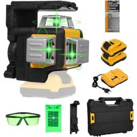 Green Laser Level, 3x360 3D 12 Linien mit wiederaufladbarem Li-Ionen-Akku, selbstnivellierendes Laserlevel, inklusive Hartschalen-Tragetasche Green Laser Level, 3x360 3D 12 Linien mit wiederaufladbarem Li-Ionen-Akku, selbstnivellierendes Laserlevel, inklusive Hartschalen-Tragetasche von EJ.LIFE